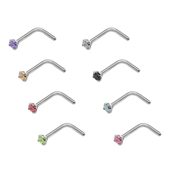 60 pcs. Stainless Steel L-Shaped Nose Rings - Picture 4 of 5